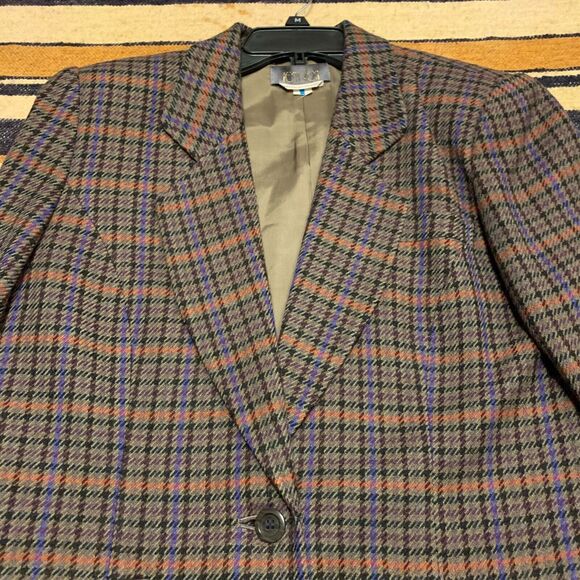 Vintage Plaid Blazer Women's 90s 80s Academia Preppy Wool Ivy League Remalon - Picture 8 of 10